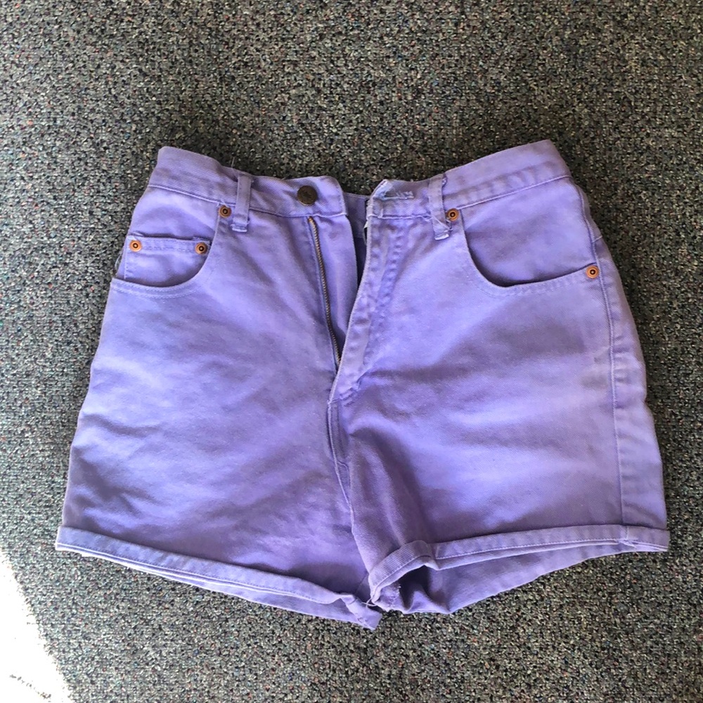 High waisted purple shorts